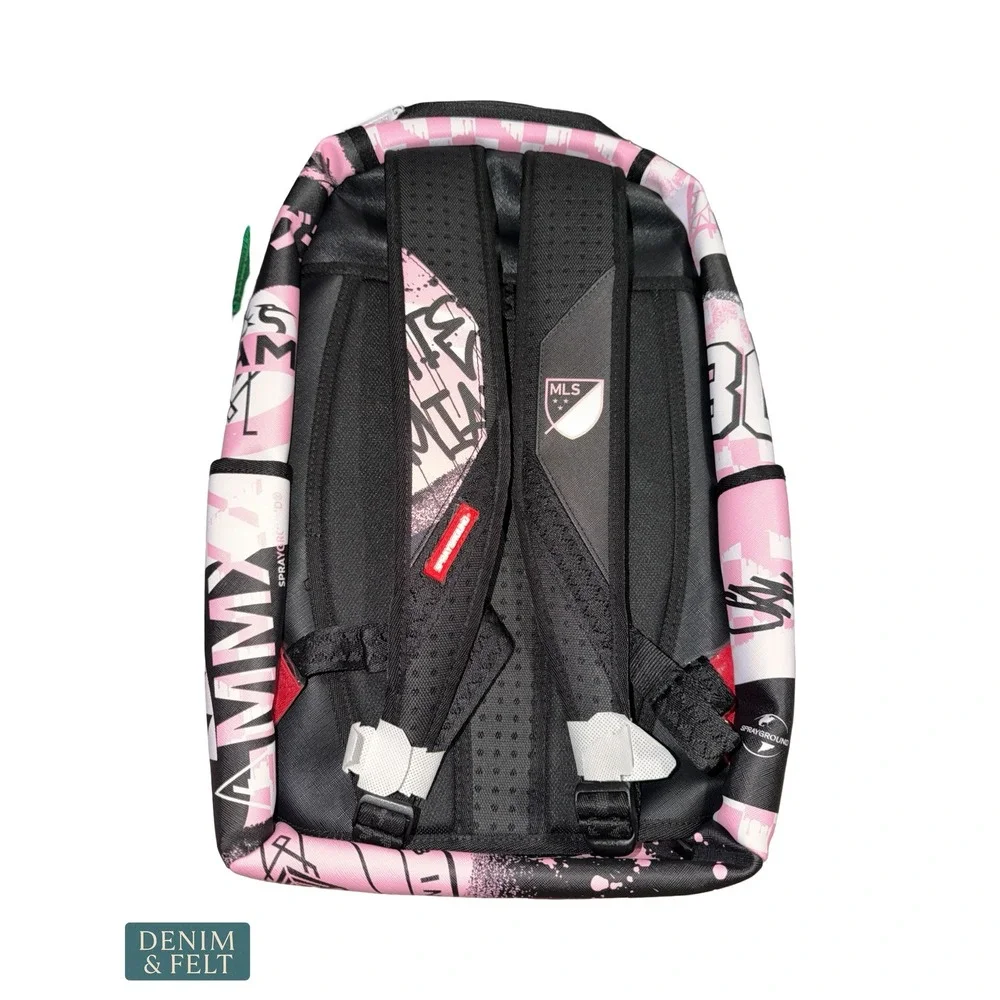 NEW Sprayground Inter Miami Stencil Shark DLXSV Pink Black Backpack MLS Soccer